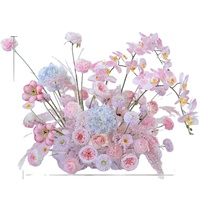 Décorations artificielles pour mariage, ensemble de fleurs en soie rectangulaires rose et bleu rêveur, pour arche en acier inoxydable et toile de fond en panneau KT, idéal pour la photographie
