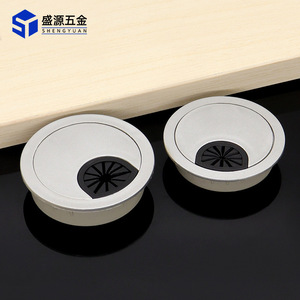 Shengyuan Plastic Cable Hole Cover 50mm 53mm 60mm 80mm Sand Silver <b>Desk</b> Decorative Ring Office Supply - Product Image 2