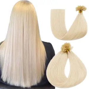 Blonde U tip Hair Extensions for White Women Human Hair Cuticle Aligned Russian Hair 613 Bundles Keratin bond Nail Tip Extension