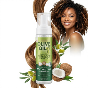 Espuma Capilar Profesional Unisex Hipoalergénica con Aceite de Oliva y Coco - Proporciona un Brillo Restaurador Antiencrespamiento y una Fijación Fuerte - Product Image 1