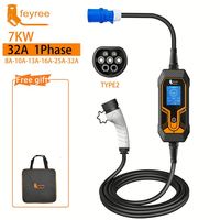 Chargeur de voiture électrique Feyree 7KW Type 2 avec prise WIFI, application intelligente, phase 1, 32A, avec prise CEE 3 broches, câbles de charge 32A