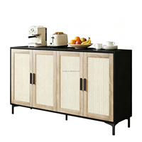 Buffet moderne avec rangement, meuble de bar à café en bois de 48 pouces avec portes et étagères, meuble de villa en bois noir