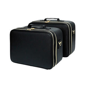 Sac à cosmétiques Qihui, fermeture éclair noire, poignée souple, trousse de maquillage multifonction pour un usage quotidien - Product Image 1