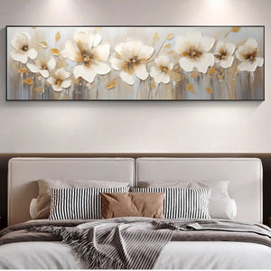 Flor de lámina de oro moderna, lienzo pintado a mano, textura, arte de pared grande, pintura <span class=keywords><strong>al</strong></span> óleo, pintura de pared abstracta hecha a mano para decoración del hogar - Product Image 5