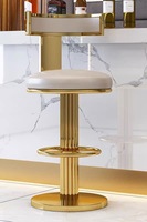 Chaise de bar pivotante et réglable en hauteur, style postmoderne de luxe léger, avec base en acier inoxydable et assise en cuir blanc, garantie 2 ans