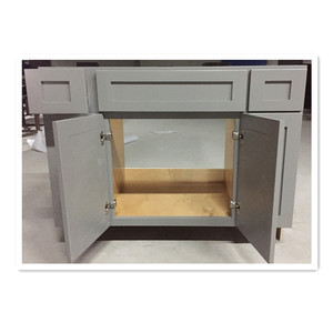 Gabinetes de cocina con coctelera blanca de estilo moderno Material de carcasa de madera contrachapada de diseñadores de interiores de Vietnam para grifo de fregadero de apartamento de centro comercial - Product Image 6