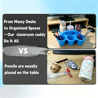 Plateau de rangement portable empilable 6 compartiments pour l'école, en PP durable, design minimaliste, capacité 1,5 L, idéal pour les activités artistiques des enfants en classe