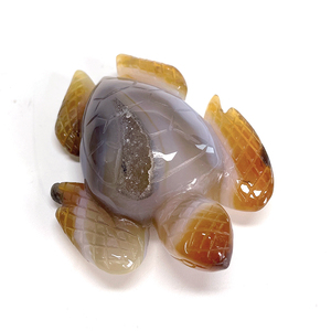 Tartaruga in Cristallo Incisa a Mano Stile Feng Shui di Alta Qualità, Modello in Pietra Naturale Agata Geode, Oggetto da Collezione per Arredamento Casa - Product Image 2