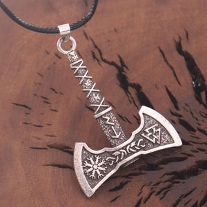 Retro vikingo estilo doble hacha triángulo brújula collares moda Punk amuleto hombres joyería regalo - Product Image 2