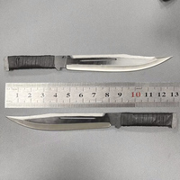 Heißer Verkauf Voller Erl Schwarzes Bowie Survivalmesser Bushcraft-Messer mit Lederetui OEM Einteiliges feststehendes Camping-Langmesser