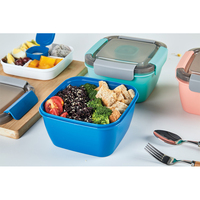 Plateau à Bento bol à salade 3 compartiments récipient à salade en plastique sans BPA pour les garnitures et les collations