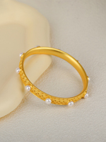 Bracelet jonc en argent 925 plaqué or, filigrane, incrusté de perles d'eau douce, luxueux, élégant, empilable, pour femme, pour occasions formelles et quotidiennes, vente en gros