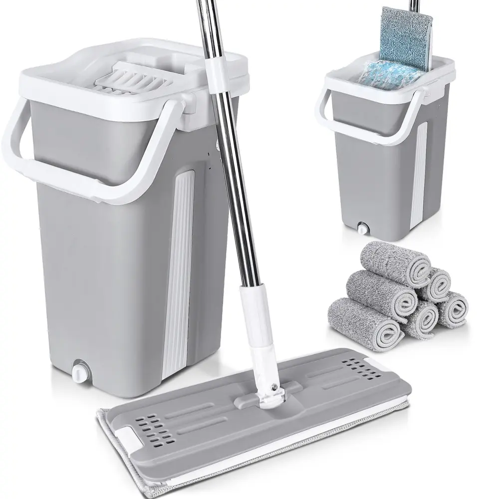 2024 limpador de chão autolimpante mãos-livres 6l rodo mágico de separação de água suja, esfregão plano de limpeza doméstica kit para casa