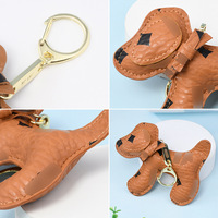 2024 vente chaude porte-clés de voiture d'affaires en cuir pu chien porte-clés ballon chien porte-clés pour sac à main