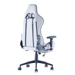 Chaise de Gamer Pivotante Grise de Haute Qualité avec Appui-tête, Dossier Haut Inclinable, Repose-pieds, Siège Gamer Confortable en Tissu - Product Image 4