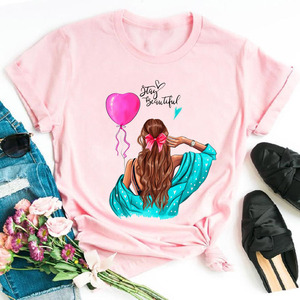 <strong>2025</strong> Summer Hot Sale Fashion Heat Transfer <strong>Label</strong> Comfortable and Energetic Lady <strong>Cheap</strong> Casual Daily Wear T-Shirt - Product Image 3