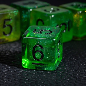 Dados de Resina Transparente con Purpurina Verde en Forma de Estrella de 6 Caras, 12 mm y 16 mm, con Logotipo Personalizado FACCUB, para Juegos de Mesa Premium, Dnd, Rpg - Product Image 1