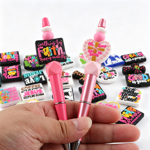 Breloques en silicone colorées de qualité alimentaire sans BPA avec citations et motifs religieux pour la fabrication de bracelets et de perles pour stylos - Product Image 4
