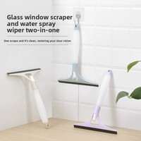 Nettoyeur de vitres multifonctionnel 2-en-1 en plastique avec pulvérisateur intégré et lame de raclette pour voiture et salle de bain