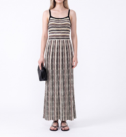 Robe longue en maille rayée élégante pour femme, sans manches, col rond, coupe trapèze, mi-longue, collection Printemps/Été, modèle KD2459, idéale au quotidien