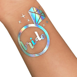 Tatuaje temporal de arcoíris y plata personalizado, equipo de transferencia de agua, pegatina de tatuaje impermeable temporal para novia, venta al por mayor de fábrica, precio bajo - Product Image 1