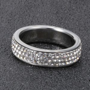 <b>Crystal</b> <b>Ring</b> 6Mm Steel Color Channel Setting Wedding Unisex Jewelry - Product Image 2