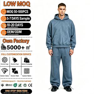 Polyester/Cotton Breathable Eco-Friendly Hoodies <b>Set</b> Thick Fleece Heavy Weight Oversized Custom Print Logo Men's Sweatshirts - Product Image 1