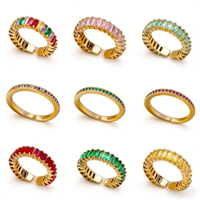 Bagues ajustables multicolores en zircon pour femmes, plaquées or 18 carats, géométriques, tendance, pour fiançailles, mariage, bijoux de mode