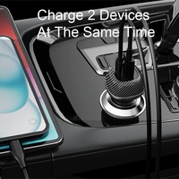 Pengisi Daya Mobil Mini USB-C Dual Port PD QC3.0 90W dengan Casing Tahan Api untuk Earphone & Semua Perangkat