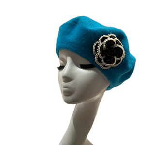 Béret en laine de camélia classique français élégant Simple octogonal hiver chaud casquette à la mode pour dames décontracté fête voyage en plein air - Product Image 5