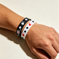 Bracelet promotionnel personnalisé en silicone 100 % étanche, style poker, imprimé par sublimation, accessoires hip-hop, bracelet de poignet coloré