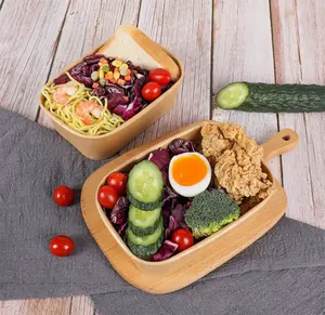 Yeni gelmesi tek duvar dikdörtgen Take Away kullanımlık tek kullanımlık Kraft kağıt çorba salata kaseleri