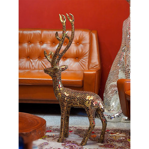 Custom Mirror Mosaic Resin <b>Reindeer</b> Statue for <b>Christmas</b> Hotel and Retail Display - Product Image 6