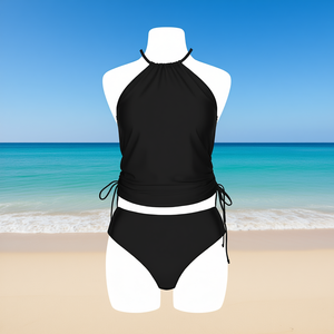 Ensemble Tankini Réversible Personnalisé pour Femme, Motif Floral Uni, Bandeau et Bas String, Grande Taille XXL, Fabriqué aux États-Unis - Product Image 2