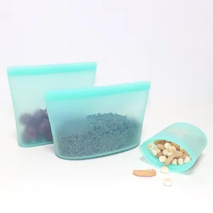 Good Food Storage Bag Food Eco-friendly Good Sealing Plastic Free Reusable Silicone Zip-lock Food Storage Bag