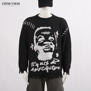 Custom Logo OEM ODM Men's Winter Crewneck Pullover Sweater Jacquard <b>Pattern</b> Anti-Wrinkle <b>Knit</b> 100% Cotton - Product Image 3