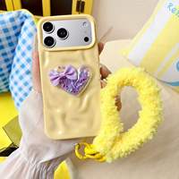 Coque de téléphone DIY Love With Plush avec cordon pour iPhone 16 15 17 Pro Max, motif météorite, coque arrière en TPU pour femme