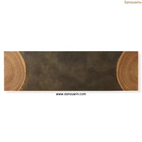 Table console moderne en chêne, plaque d'acier écologique polie à la main, minimaliste et robuste pour l'entrée du salon