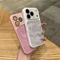 Coque de téléphone antichoc à effet d'ondulation et paillettes pour iPhone 17 16 15 14 13 Pro Max avec protection de l'objectif