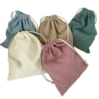 Lot de 3 sacs de rangement portables en velours côtelé grande capacité, couleur unie, avec cordon de serrage, pour maquillage, sacs cadeaux recyclés