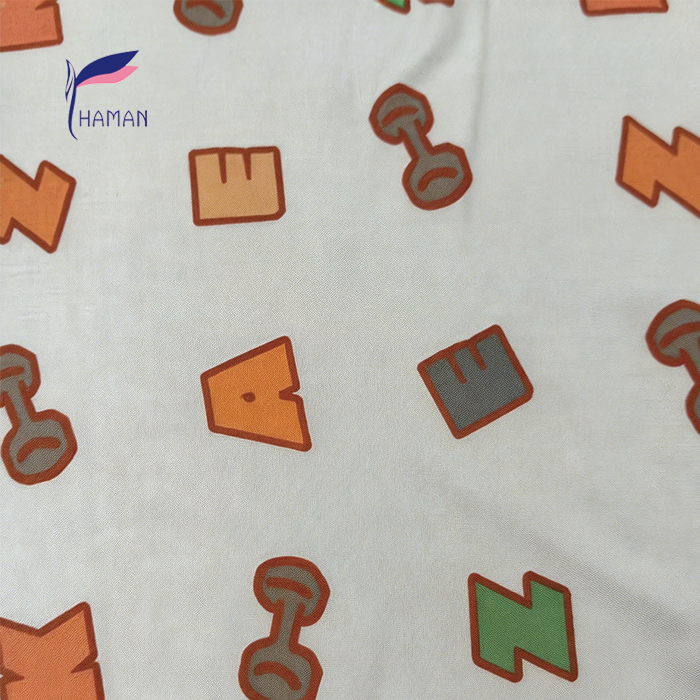 Cartoon Printed Viscose Fabric 110GSM Lightweight Woven Eco-Friendly Quick-Dry Breathable Boys' Dress Home Textile