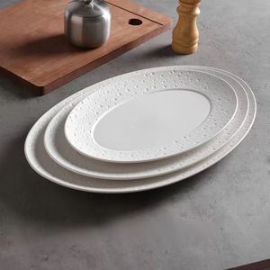 Perle <span class=keywords><strong>Point</strong></span> Poisson Assiette Ménage Exquis Haut de Gamme Assiette De Poisson À La Vapeur Assiette En Céramique <span class=keywords><strong>Sens</strong></span> Du Luxe - Product Image 1