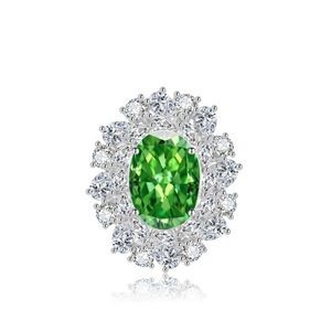 Ensemble collier et pendentif en zircon vert ovale taillé en forme de fleur, écologique, en cuivre, 10*14 mm, pour femmes - Product Image 5