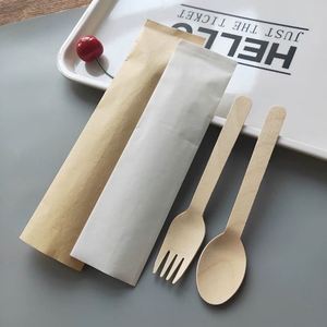 Customize Printing Hot Stamp Biodegradable Recycled Materials High Quality <b>Knife</b> <b>Fork</b> Spoon Disposable Wooden Cutlery Set - Product Image 5