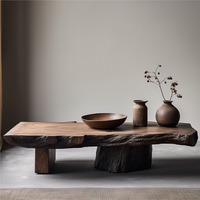 Table basse en bois massif de camphre de style Wabi-sabi vintage pour salon, personnalisable, meubles anciens pour la maison