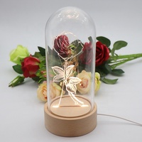 Lampe en verre Shadea Acrylique Base en bois Dôme en verre 3d Fantasy Color Light Led Moon Light