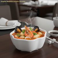 Bol à soupe incassable en mélamine, forme fleur à quatre pans, couleur unie, écologique, résistant au lave-vaisselle, avec logo personnalisé, idéal pour la restauration rapide