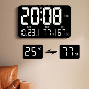 Reloj <span class=keywords><strong>Despertador</strong></span> LED Multifuncional de Fábrica BSCI con Pantalla de Temperatura y Humedad, Calendario Semanal, Control Remoto y Brillo Ajustable - Product Image 2