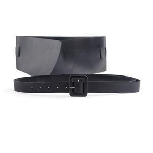 <span class=keywords><strong>Ceinture</strong></span> de mode professionnelle de <span class=keywords><strong>marque</strong></span> supérieure en cuir véritable imprimé pour <span class=keywords><strong>femme</strong></span>, noire mate, extra large, avec boucle carrée à ardillon - Product Image 2