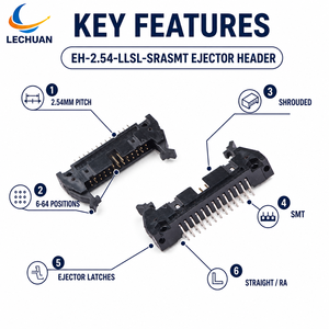 LECHUAN SMT Ummantelter IDC-Stecker mit Auswurffunktion 6/8/10/<span class=keywords><strong>14</strong></span>/16/20/26/30/34/40/50/60/64-polig 2,54mm Rastermaß Gerade Rechts PCB - Product Image 2